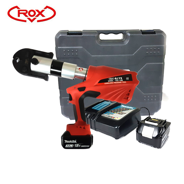 [ROX]충전식 스텐파이프 이중링 압착기 RXC-1560 & 아답타SET(18V)-3.0Ah#2pack(=RXE-1560) (단종)